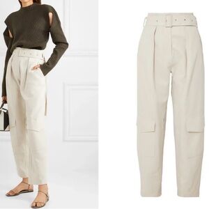 Low Classic Cream Straight-Leg Cargo Jumpsuit Pants with Belt